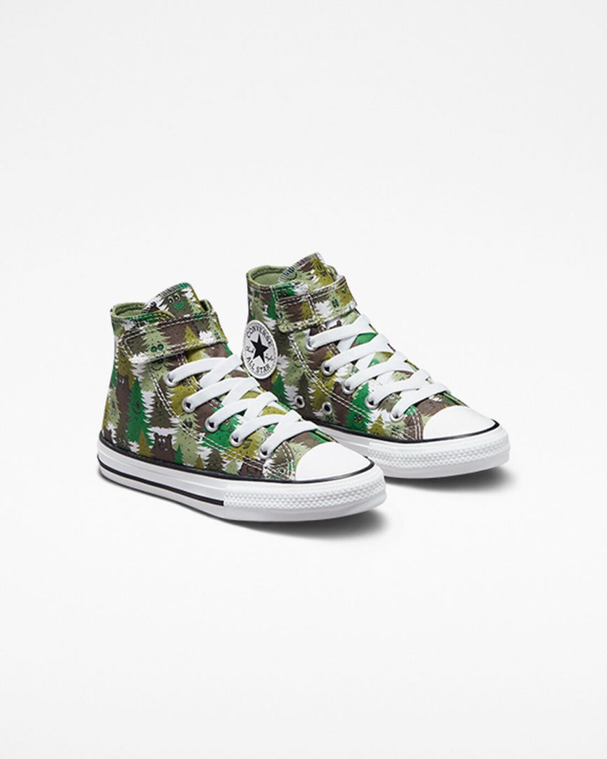 Tenisi Inalti Baieti Converse Chuck Taylor All Star Easy-On Forest Camo Albi Verzi | RO NCOTY591